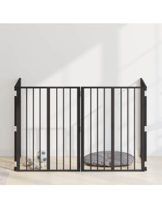 Cancello per cani 4 pcs Nero 60 x 80 cm Acciaio zincato