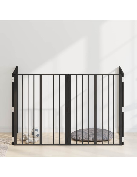 Cancello per cani 4 pcs Nero 60 x 80 cm Acciaio zincato