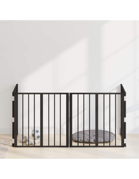 Cancello per cani 4 pcs Nero 60 x 60 cm Acciaio zincato