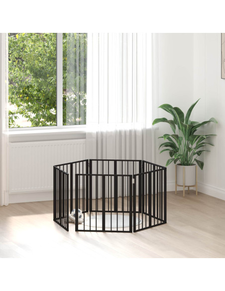 Cancello per cani 6 pcs Nero 60 x 60 cm Acciaio zincato