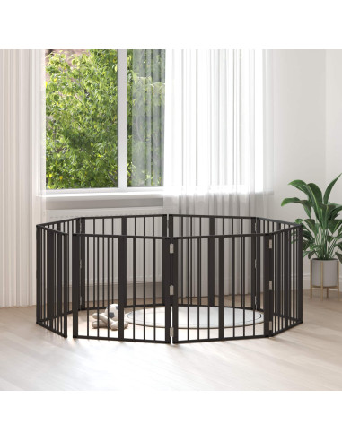 Cancello per cani 8 pcs Nero 60 x 60 cm Acciaio zincato