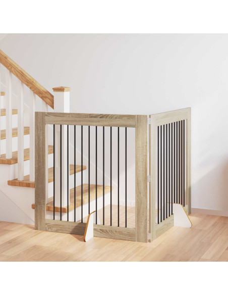 Cancello per cani con supporti 2 pcs Rovere Sonoma 100 x 100 cm