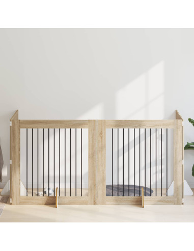 Cancello per cani con supporti 4 pcs Rovere Sonoma 100 x 100 cm
