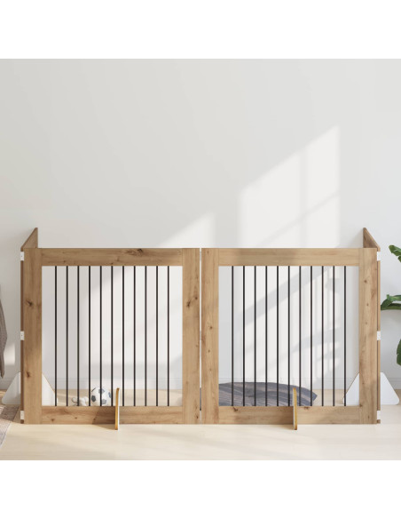 Cancello per cani con supporti 4 pcs Rovere Artigianale