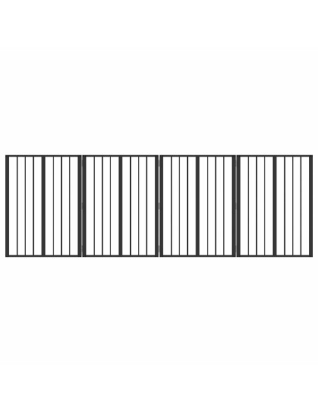 Cancello per cani 4 pcs Nero 60 x 80 cm Acciaio zincato