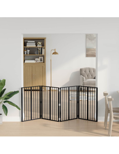 Cancello per cani 4 pcs Nero 60 x 80 cm Acciaio zincato