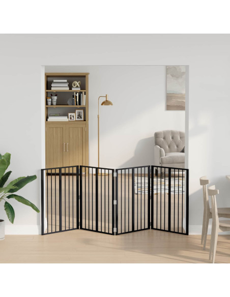 Cancello per cani 4 pcs Nero 60 x 80 cm Acciaio zincato