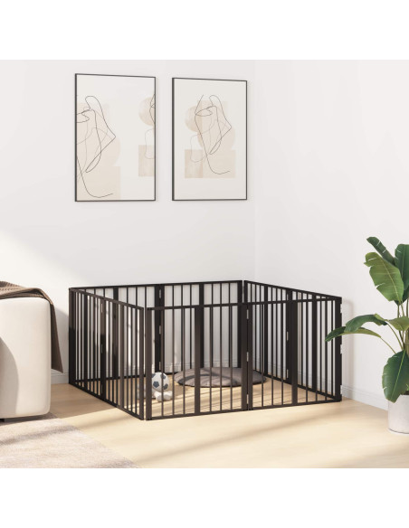 Cancello per cani 8 pcs Nero 60 x 60 cm Acciaio zincato