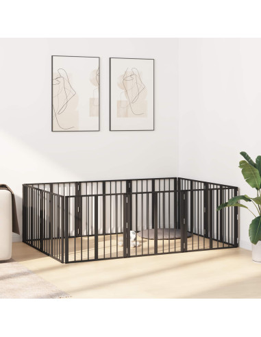 Cancello per cani 10 pcs Nero 60 x 60 cm Acciaio zincato