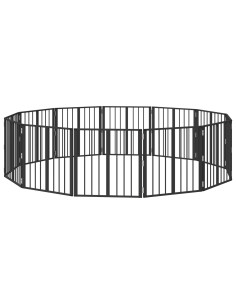 Cancello per cani 12 pcs Nero 60 x 60 cm Acciaio zincato 2