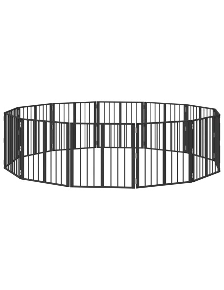 Cancello per cani 12 pcs Nero 60 x 60 cm Acciaio zincato