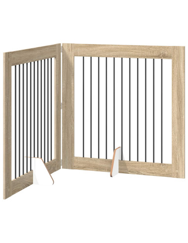 Cancello per cani con supporti 2 pcs Rovere Sonoma 100 x 100 cm