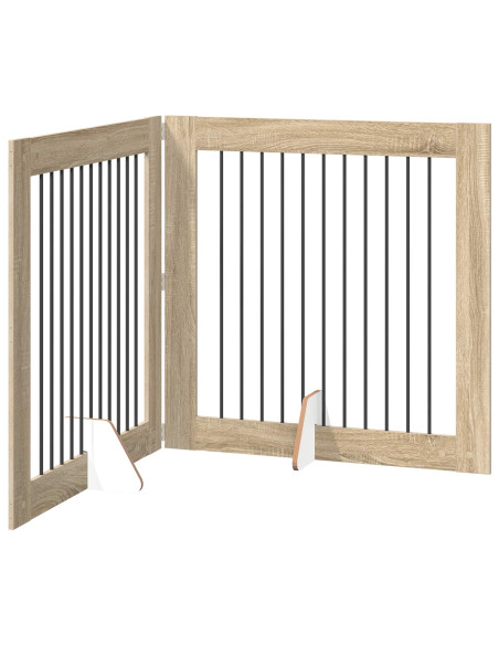 Cancello per cani con supporti 2 pcs Rovere Sonoma 100 x 100 cm