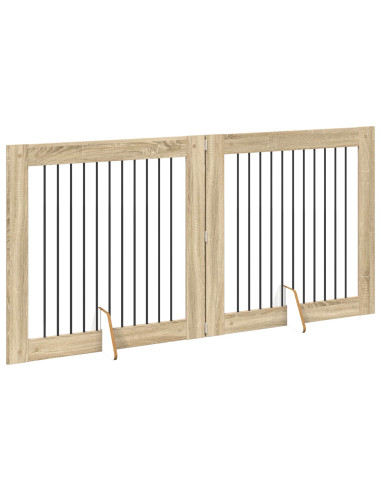 Cancello per cani con supporti 2 pcs Rovere Sonoma 100 x 100 cm