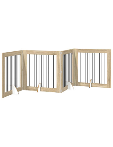 Cancello per cani con supporti 4 pcs Rovere Sonoma 100 x 100 cm