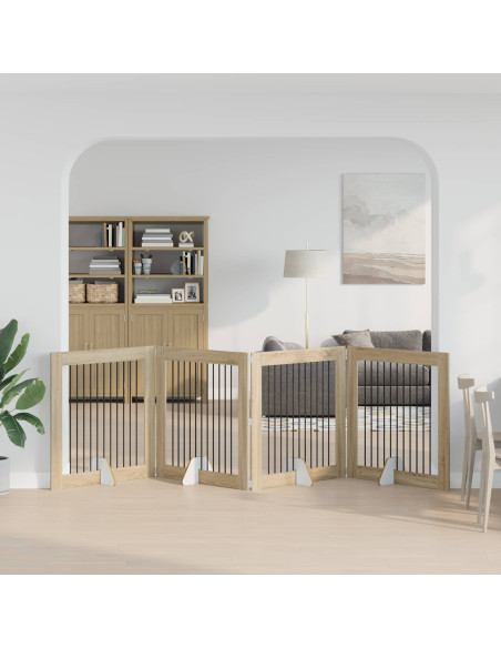 Cancello per cani con supporti 4 pcs Rovere Sonoma 100 x 100 cm
