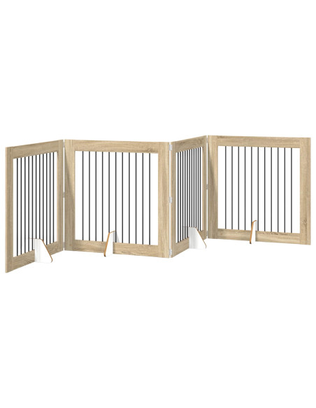 Cancello per cani con supporti 4 pcs Rovere Sonoma 100 x 100 cm