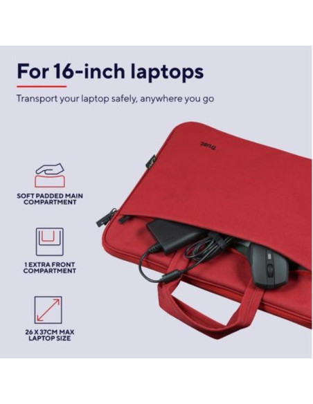 BOLOGNA LAPTOP BAG 16" ECO RED