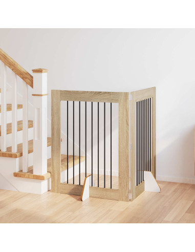 Cancello per cani con supporti 2 pcs Rovere Sonoma 80 x 100 cm