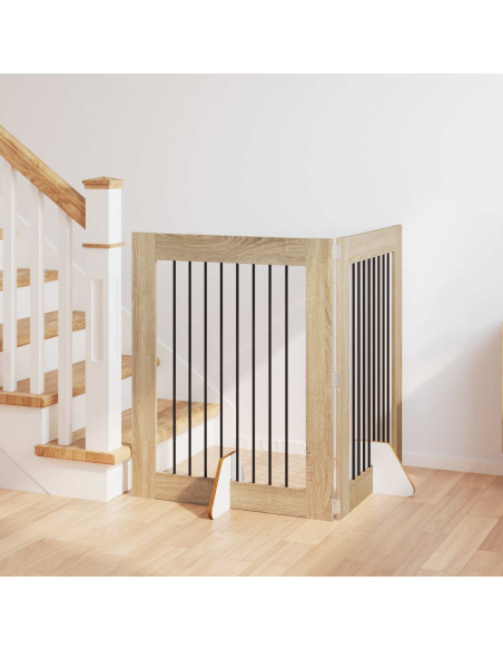 Cancello per cani con supporti 2 pcs Rovere Sonoma 80 x 100 cm