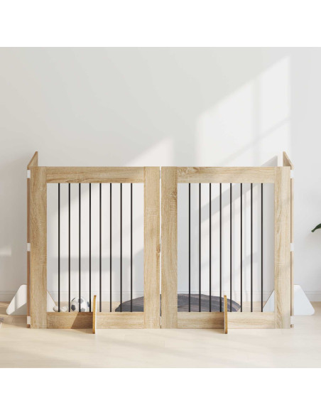 Cancello per cani con supporti 4 pcs Rovere Sonoma 80 x 100 cm