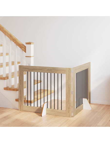 Cancello per cani con supporti 2 pcs Rovere Sonoma 100 x 80 cm
