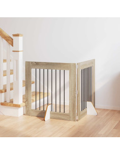 Cancello per cani con supporti 2 pcs Rovere Sonoma 80 x 80 cm