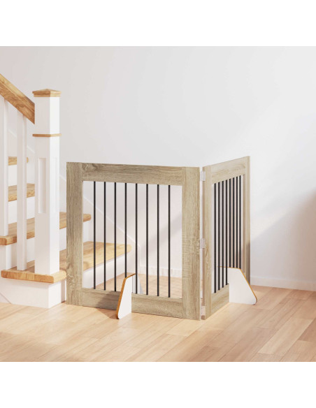 Cancello per cani con supporti 2 pcs Rovere Sonoma 80 x 80 cm