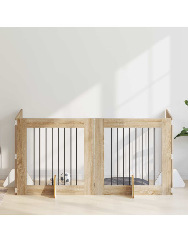 Cancello per cani con supporti 4 pcs Rovere Sonoma 80 x 80 cm