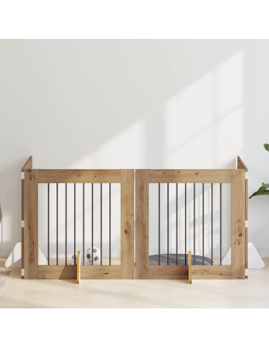 Cancello per cani con supporti 4 pcs Rovere Artigianale