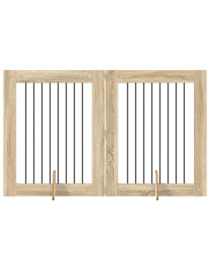 Cancello per cani con supporti 2 pcs Rovere Sonoma 80 x 100 cm 2