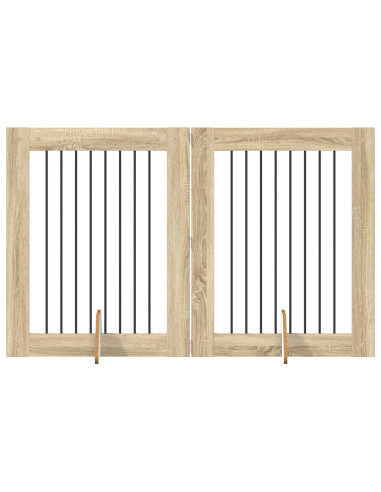 Cancello per cani con supporti 2 pcs Rovere Sonoma 80 x 100 cm