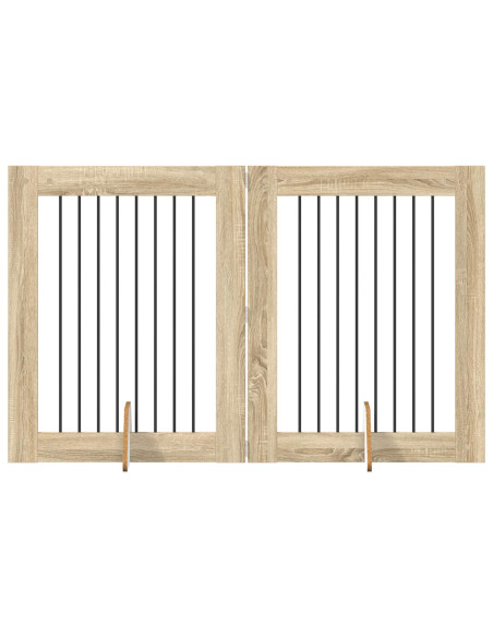 Cancello per cani con supporti 2 pcs Rovere Sonoma 80 x 100 cm