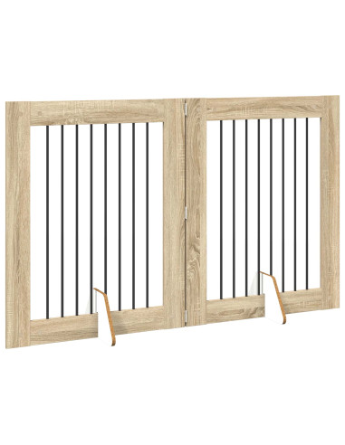 Cancello per cani con supporti 2 pcs Rovere Sonoma 80 x 100 cm