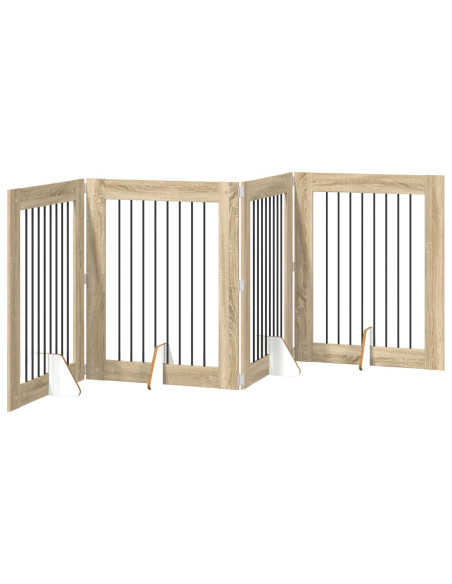 Cancello per cani con supporti 4 pcs Rovere Sonoma 80 x 100 cm
