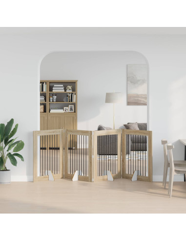 Cancello per cani con supporti 4 pcs Rovere Sonoma 80 x 100 cm