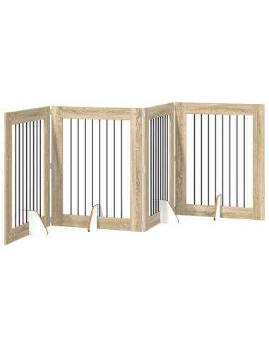 Cancello per cani con supporti 4 pcs Rovere Sonoma 80 x 100 cm