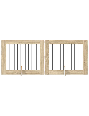 Cancello per cani con supporti 2 pcs Rovere Sonoma 100 x 80 cm