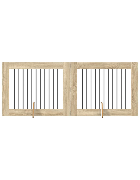 Cancello per cani con supporti 2 pcs Rovere Sonoma 100 x 80 cm