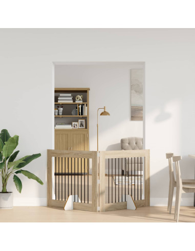 Cancello per cani con supporti 2 pcs Rovere Sonoma 100 x 80 cm