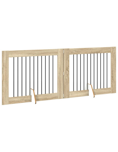 Cancello per cani con supporti 2 pcs Rovere Sonoma 100 x 80 cm