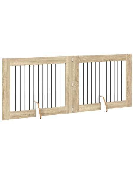 Cancello per cani con supporti 2 pcs Rovere Sonoma 100 x 80 cm