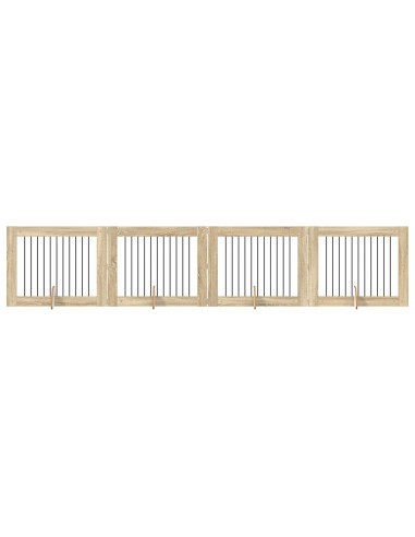 Cancello per cani con supporti 4 pcs Rovere Sonoma 100 x 80 cm