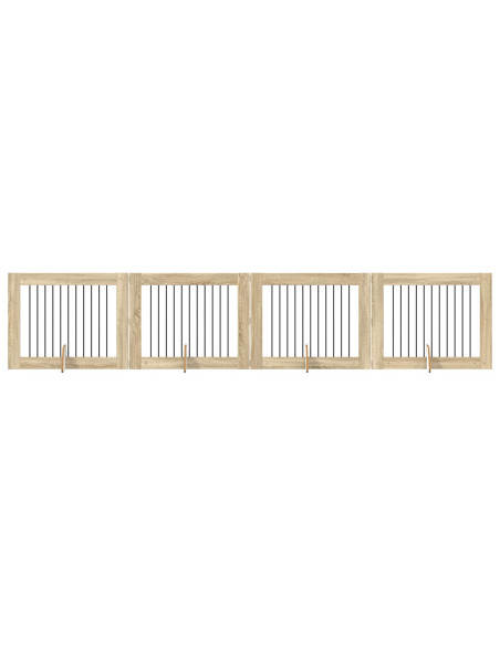 Cancello per cani con supporti 4 pcs Rovere Sonoma 100 x 80 cm