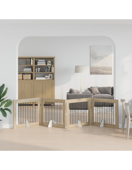 Cancello per cani con supporti 4 pcs Rovere Sonoma 100 x 80 cm