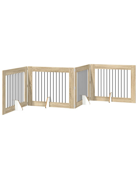Cancello per cani con supporti 4 pcs Rovere Sonoma 100 x 80 cm
