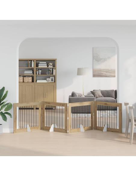 Cancello per cani con supporti 4 pcs Rovere Artigianale