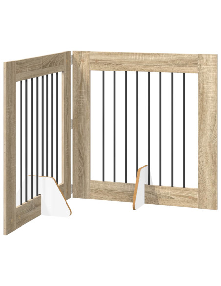 Cancello per cani con supporti 2 pcs Rovere Sonoma 80 x 80 cm
