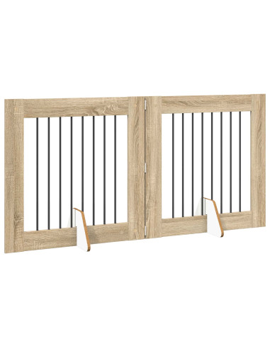 Cancello per cani con supporti 2 pcs Rovere Sonoma 80 x 80 cm