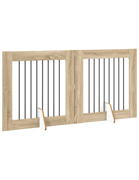 Cancello per cani con supporti 2 pcs Rovere Sonoma 80 x 80 cm